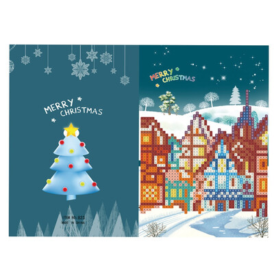 

Merry Christmas Cards DIY Diamond Painting Handmade Cards Round Drill Greeting Cards Rhinestones Embroidery Arts Crafts Gifts