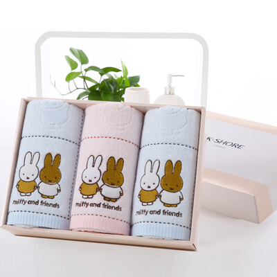

Золото Miffy хлопок сатин половину вырезать бархат вышивка полотенце подарочной коробке мягкой абсорбент MF1012H лицо полотенце 3 загружены 74 * 34 см подарочный пакет