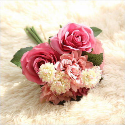 

Artificial Silk Rose Flower Home Garden Decor White Wedding Party Bouquet New