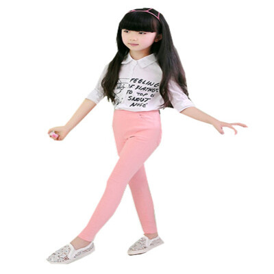 

2017Summer Elestic Waist Children Pants Girls Jeans Pants Candy Color Causal Jeans For Girls leggings Free Shipping