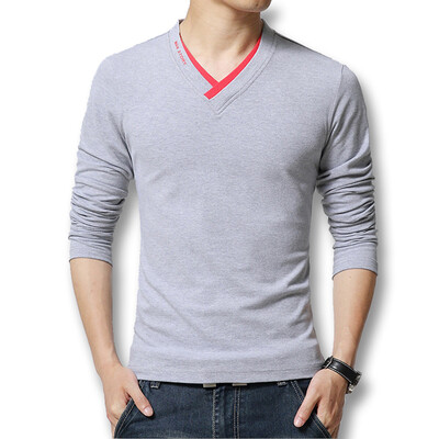 

Free Shipping Fashion Men's T Shirts 2016 Spring Autumn New V Neck Long Sleeve Mens T shirt Men Casual Slim Fit Hot Sale 5XL