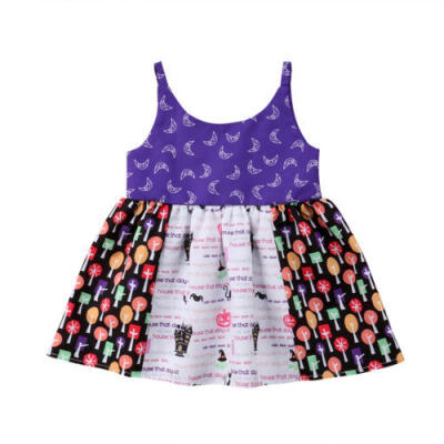 

UK Stock Halloween Kids Girl Dress Cotton Sleeveless Princess Baby Party Dress