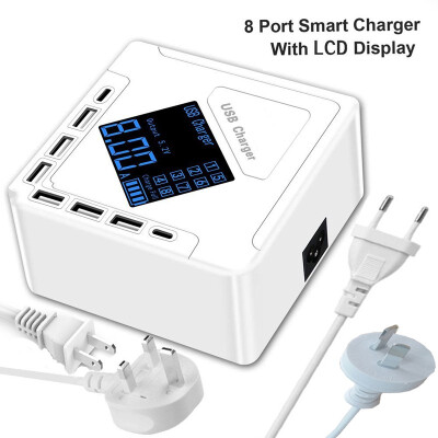 

8-port USB Charger Station with 2 USB Type-c Charger portwith Smart IC Technology usb Wall Charger with LCD Display