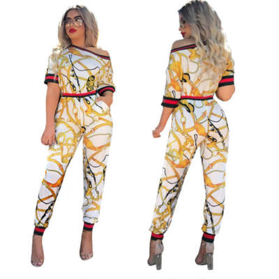 

Women 2 Piece Outfits Sleeveless Floral Print Crop Top Pants Set Casual Jumpsuit