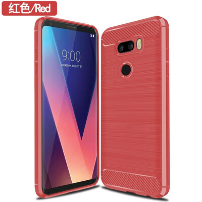 

Fivice LG V30 case Brushed carbon fiber silicone anti-fall soft shell phone case