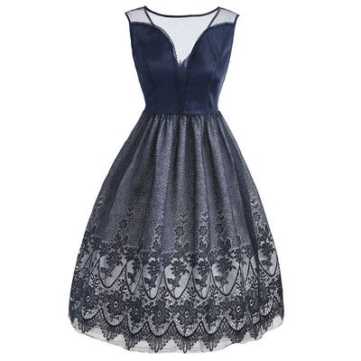 

Overlay Mesh Embroidered Formal Dress