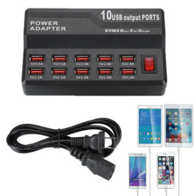 

USB Wall Fast Charger Adapter 5V 12A 10 Port Charging Station for Samsung Apple