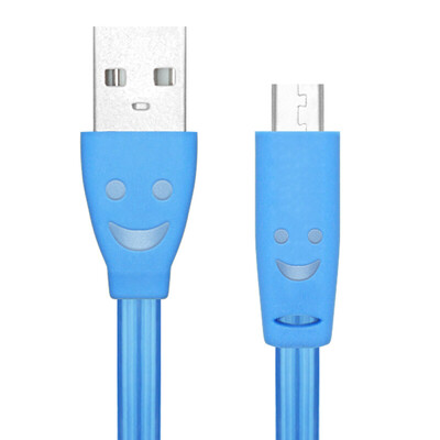 

Sanba (SANBAO) MU-B100 Улыбка со световой линией данных лапши Эндрюс Универсальный зарядный кабель для передачи данных 1 м светло-голубой