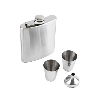 

7oz Stainless Steel Pocket Hip Flask Funnel Cups Set Drink Bottle Gift New
