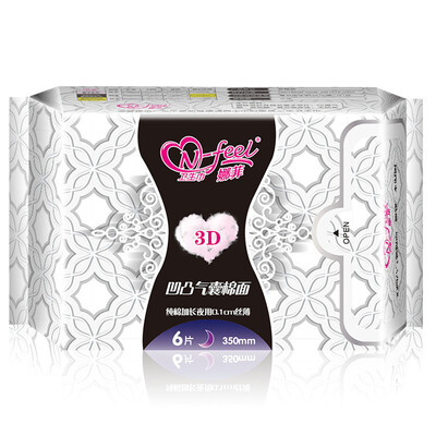 

Nafi sanitary napkin 3D convex convex cotton surface plus night with 350mm 6 leak-proof breathable light absorption after the leakage barrier