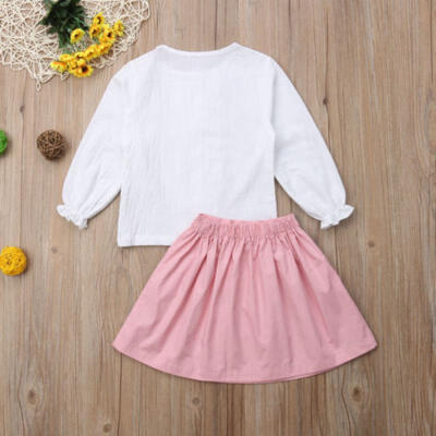 

AU Stock Baby Kid Girl Long Sleeve Lace T shirt TopsShorts Skirt Autumn Clothes