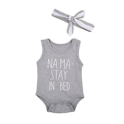 

Cotton Infant Baby Boy Girl Sleeveless Romper Bodysuit Jumpsuit 2pcs Outfits Set