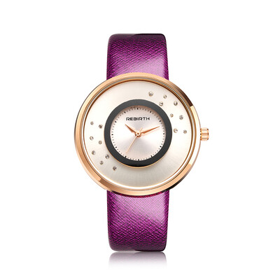 

REBIRTH Brand Luxury Diamond Quartz Women Watches Water-Proof PU Leather Ladies Casual Wristwatch Good Gift