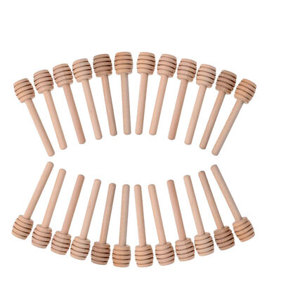 

UpperX 50 Pack of Mini 3 Inch Wood Honey Dipper SticksIndividually WrappedServer for Honey Jar Dispenser Drizzled Honey