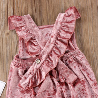 

Fashion Newborn Baby Girls Velvet Pink Romper Bodysuit Jumpsuit Clothes Outfits