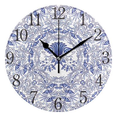 

Wall Clock Floral Pattern Of Circular Ornaments Round Wall Clock Arabic Numerals Design