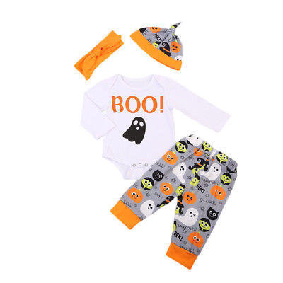 

4PCS Newborn Baby Boys Girls Romper Pants Leggings Outfits Clothes Halloween Set