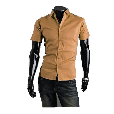 

New 2015 Summer British Shirt Mens Slim Fit Man Short Sleeve Shirts Mens Clothing Slim Casual shirts 17 Coloe 5 Size