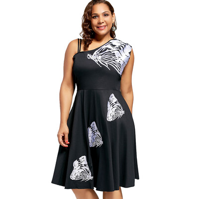 

Butterfly Embroidered Sleeveless A Line Plus Size Dress