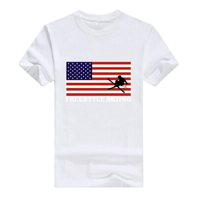 

American Pride Freestyle Skiing United States Flag Short Sleeve T-Shirt