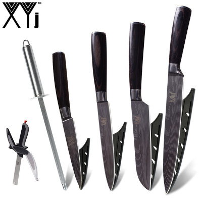 

XYj 7Cr17 Stainless Steel Kitchen Knife Beauty Pattern Blade Best Cooking Knife Kitchen Scissor Sharpener Bar