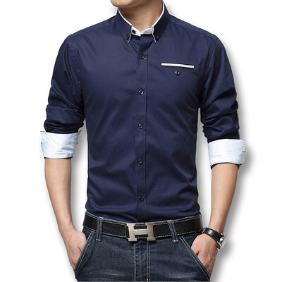 

Free Shipping Men Casual Dress Shirts 2016 New Men's Fashion Shirts Long Sleeved Slim Fits Shirts Cotton Hot Sale Autumn Spring