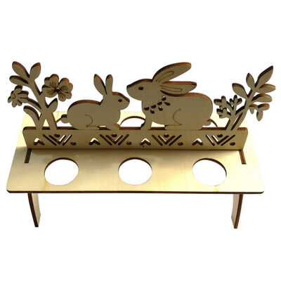 

UpperX Wooden Creative Easter Egg Shelves Egg Stand Carry Hold Eggs Rack Bunny Happy Easter Pattern Easter DIY Decorrabbit