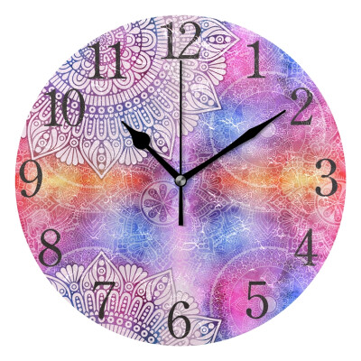 

Wall Clock Mandala Vibrant Round Wall Clock Arabic Numerals Design