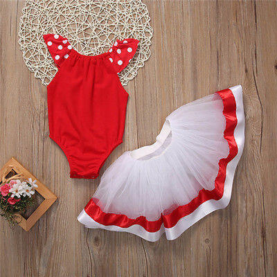 

Trendy Infant Kids Baby Girls Tops BodysuitTutu Dress Hoilday Clothes Outfits