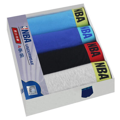 

NBA men&39s underwear solid color cotton flat underwear fashion soft&comfortable breathable underwear 4 gift box 2XL