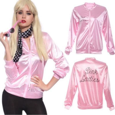 

Women Retro Long Sleeve Jacket Fancy Dress Grease Costume Cheerleader Coat