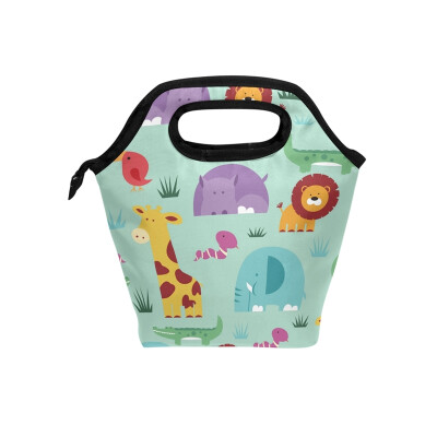 

Cute Animals Lunch Bag Tote Travel Picnic Insulated Handbags Portable Zipper Lunch Bag Box
