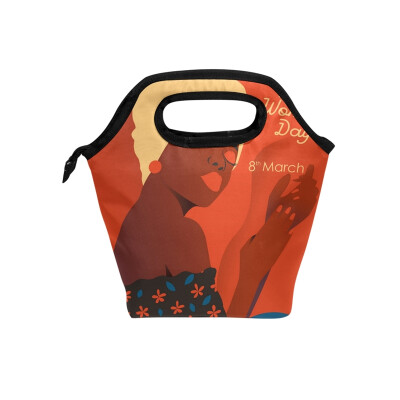 

Lunch Bag Tote Bag African American Woman Travel Picnic Organizer Lunch Holder Handbags Lunch Bag Box