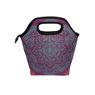 

Lunch Tote Bag Blue Line Pattern Travel Picnic Insulated Lunch Handbags Portable Zipper Lunch Bag Box