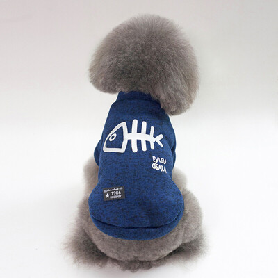 

Parrot pet dog clothes cat clothes Teddy puppy puppies cat clothes autumn&winter clothing than bear Schnauzer small dog clothes fish bone sweater - two legs blue