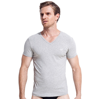 

Jingdong Supermarket] seven wolves men's pure color cotton short-sleeved T-shirt V-neck bottom shirt summer sports 98714 white