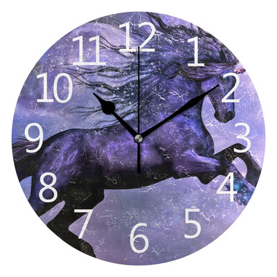 

Wall Clock Unicorn Magic With Star Round Wall Clock Arabic Numerals Design
