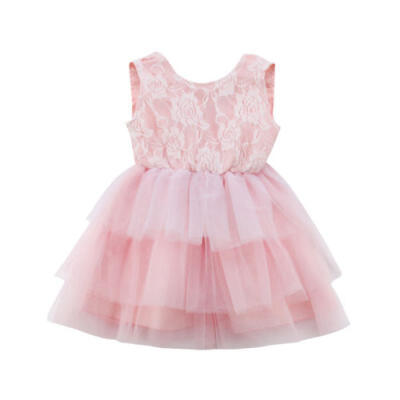 

Baby Girl Lace Tulle Bowknot Dress Party Wedding Pageant Princess Dresses