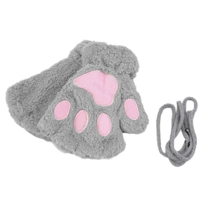 

Lovely Women Cat Claw Paw Mitten Plush Glove Costume Gift Winter Half Finger