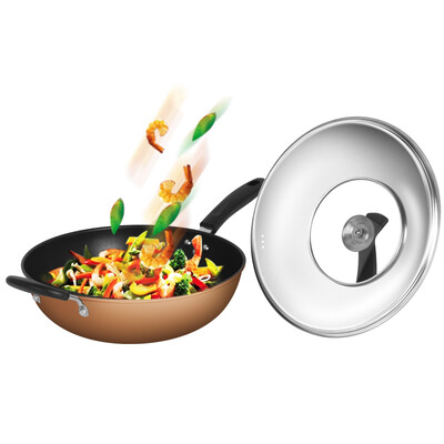 

Baijie золото тонкое железо антипригарное сковородка wok здоровый железный горшок бездымный горшок из нержавеющей стали крышка индукционная плита общий горшок CG3216-T