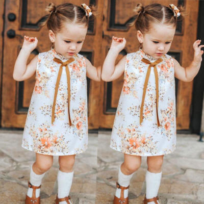 

Toddler Kids Baby Girls Princess Sleeveless Floral Dress Party Clothes Summer