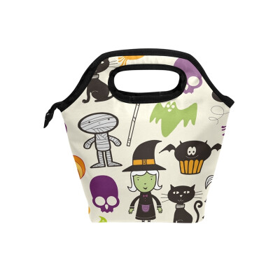 

Lunch Tote Bag Black Cat Travel Picnic Insulated Lunch Handbags Portable Zipper Lunch Bag Box