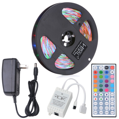 

HML 5M Waterproof 24W RGB 2835 SMD 300 LED Strip Light with IR 44 Keys Remote Control US Adapter