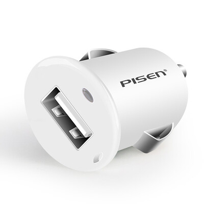 

PISEN Multipurpose Dual USB Car Charger Apple White Phone Flat Mobile Power Charger Dual USB Jack With Smoke No Data Cable