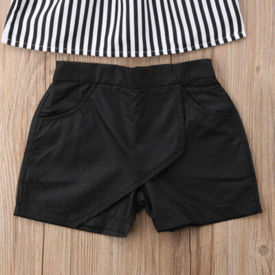 

Toddler Kids Baby Girl Striped Tops Blouse Shorts Pants Summer Outfits Clothes