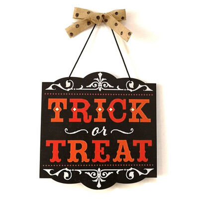

UpperX New Age Scare Halloween Party Trick or Treat Hanging Sign Decoration Board 12 x 11 inch