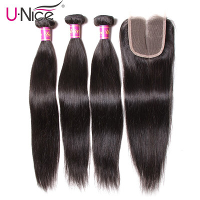 

UNice 8A Brazilian Straight Hair with Closure Brazilian Virgin Hair Lace Closure
