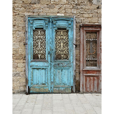 

Blue Old Door Photo Backdrop 57FT Vinyl Fabric Cloth Digital Printing Background s-2270
