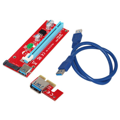 

VER007S 06M PCI-E 1X to 16X Riser Card Extender PCI Express Adapter USB 30 Cable 15Pin Professional SATA Power Supply for Bitcoi