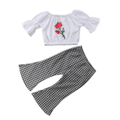 

Flower Kids Baby Girl Outfits Clothes Long Sleeve TopsLong Pants 2PCS Set 1-5Y